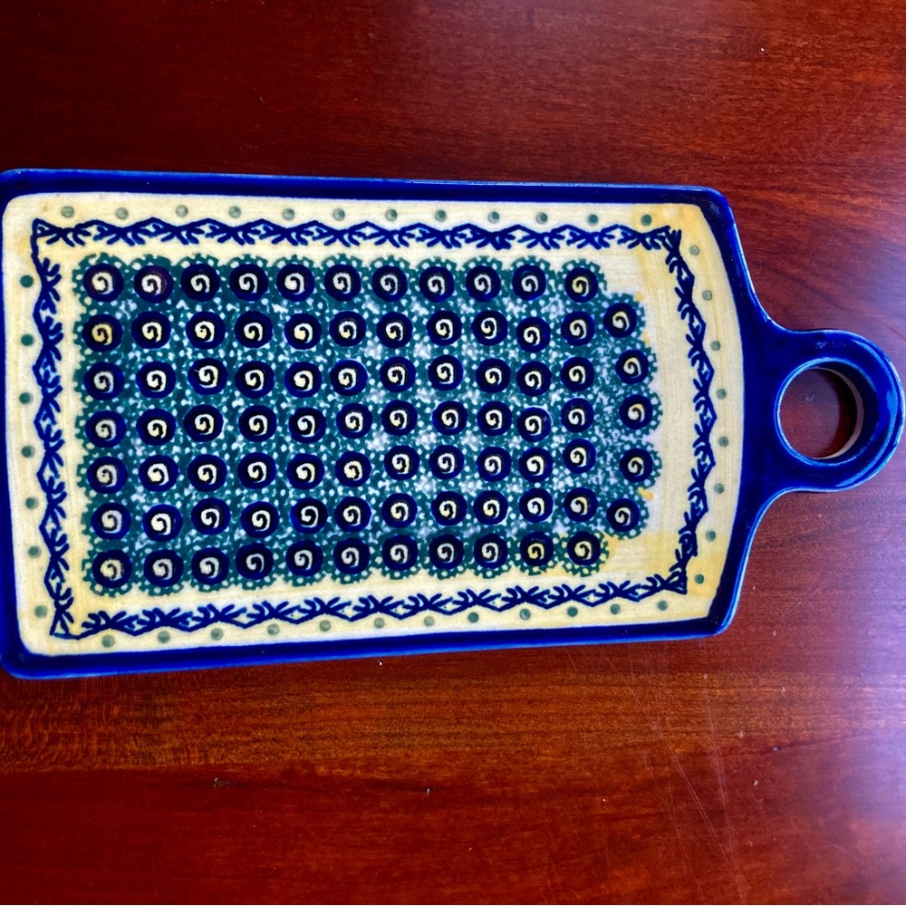 Handcrafted Blue and Cream Ceramic Serving Board